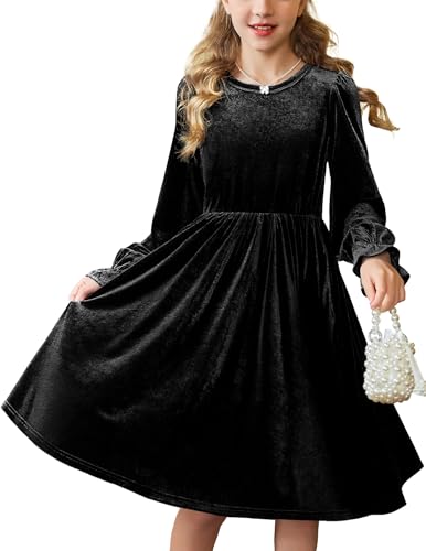 Arshinergirls Dresses Velvet A Line Casual Party Dress With