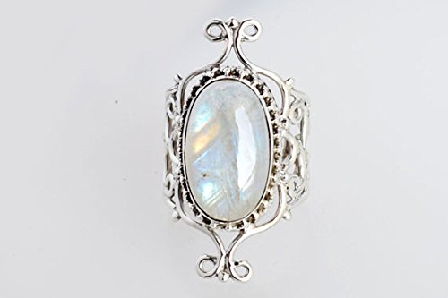 Bague pierre de lune arc-en-ciel, le cadeau bohème idéal en argent - 4