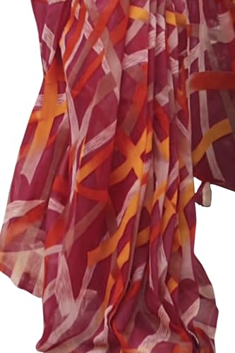 Image of MIRCHI FASHION Women Saree Cotton Abstract Printed | Lightweight Comfortable Sari for Office and Regular Daily Wear with Matching Blouse Piece