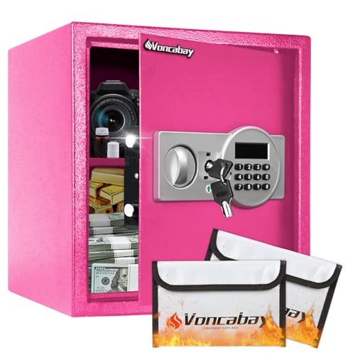 Voncabay Money Safe Box for Home with Digital Keypad, 1.5 Cu. Ft., Pink