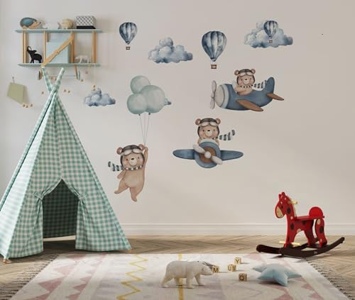 Vinilos decorativos osos y aviones para habitación infantil miniatura 6