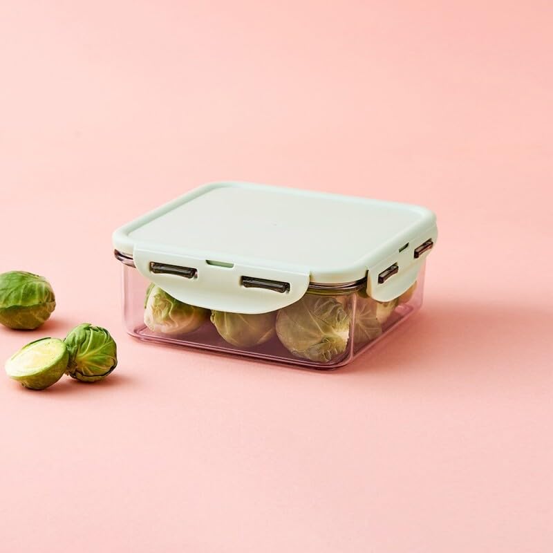Image of LocknLock Bisfree Pure Airtight Food Storage Container 870ML (Square) | Leakproof & BPA-Free Plastic Box | Kitchen Organizer for Snacks, Spices, Fruits & Meal Portions - Light Green
