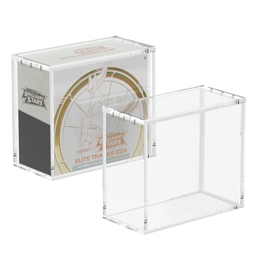 HgiVroskelia ETB Acrylic Case Elite Trainer Box Protector 8mm Thick Magnetic Lid 6 Magnets UV Protection Dustproof Display Case Easy Top Loading Compatible with Elite Trainer Boxes