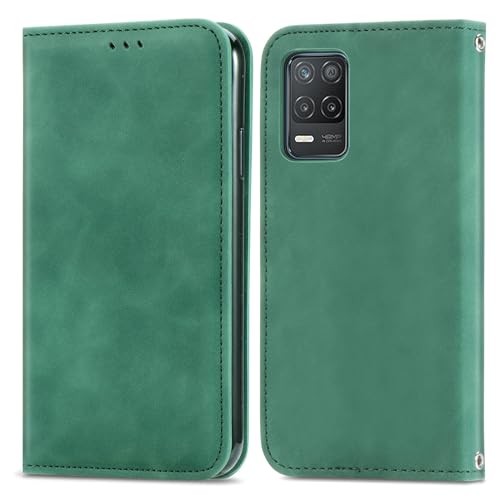 Cover a Libro per Realme 8 5G Narzo30 5G Antiurto Custodia a Portafoglio pelle Premium con Funzione di Supporto e Slot per Carte - Verde