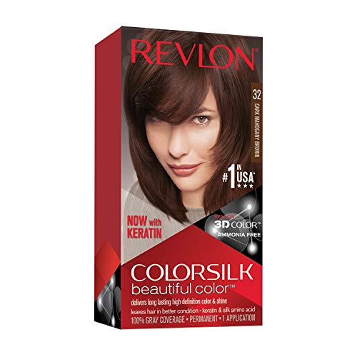 Revlon ColorSilk Colorazione Permanente Capelli Fai-da-te a Casa, Senza Ammoniaca e Arricchita con Cheratina, 32 - Castano Mogano Scuro