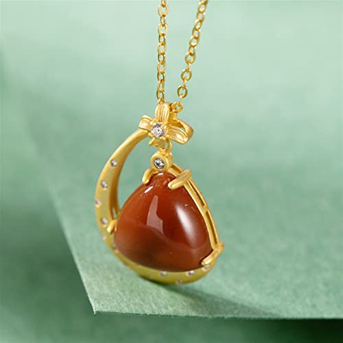 Pendentif pour Femmes Argent S925 Incrusté d'Agate Fine