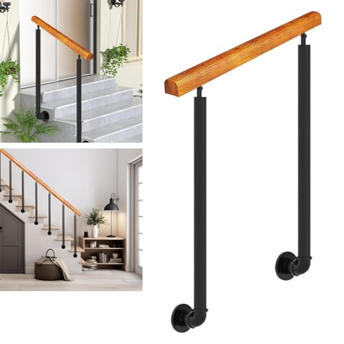 Rampe d'escalier en bois extérieure haut de gamme avec raccords robustes pour ciment - 2