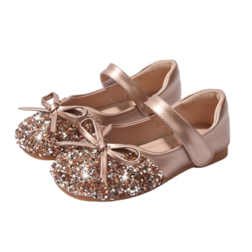 Toddler Girls Glitter Mary Jane Ballerina Ballet Flats Flower Girl Party Wedding School Princess Dress Shoes with Bow
