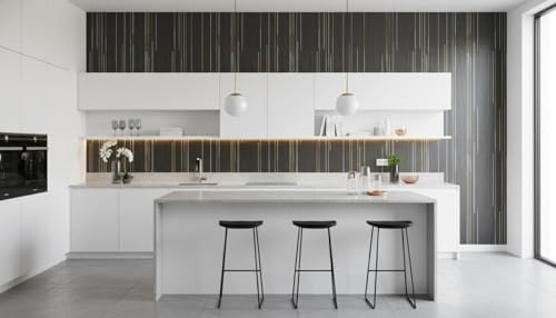 Image of KBR Premium Dark Brown Wood Grain Self-Adhesive Wallpaper Roll 45 x 300 cm - Elegant Modern Striped Design Peel & Stick Wall Covering for Home, Kitchen, Cabinets, Stylish Interior Decor