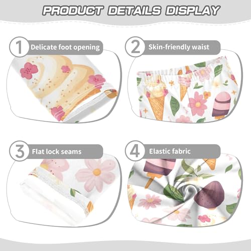 Girls Leggings Ice Cream and Flowers Toddler Girls Clothes Leggings for Girls Toddler Girls Leggings 3-4T3