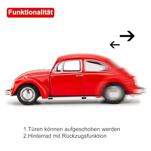imtfzct 1/36 Volkswagen Käfer (VW Beetle) Casting Auto Modell, Zinklegierung Spielzeug Auto für Kinder, Zurückziehen Fahrzeuge Spielzeug LKW für Kleinkinder Kinder Jungen Mädchen Geschenk