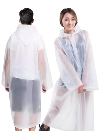 Rain Ponchos for Adults - 2 Pack Raincoats Reusable Emergency Raincoats Rain Cover for Men Women with Drawstring Hood2