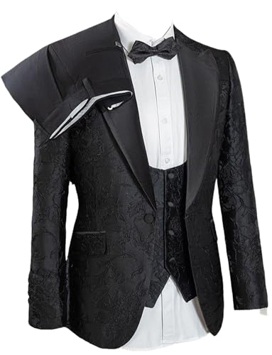 Costume trois pièces jacquard homme smoking idéal pour mariages de prestige et grands banquets