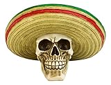 Ebros Gift Day of The Dead El Bandito Outlaw Skull with Mexican Sombrero Hat Figurine Skeleton Bust 10' Wide As Decorative Halloween Prop Gothic Haunted Themed Skeletons Cranium Statue