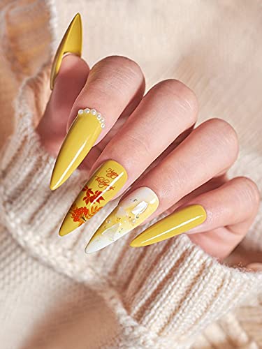 EBANKU 10 Blätter Nagelsticker Herbst Ahornblätter Nail Art Sticker Thanksgiving Nagelaufkleber Nail Art Tattoo Nagel… – Bild 4