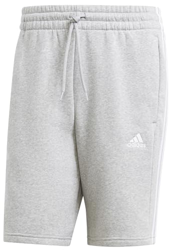 adidas Men's Essentials Fleece 3-Stripes Shorts, Medium Grey Heather, S Short