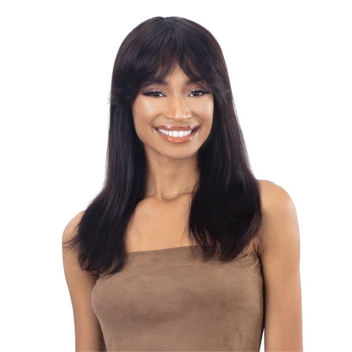 SHAKE N GO 100% Virgin Human Hair Curtain Bang Wig GIRLFRIEND STRAIGHT (Color:NATURAL)