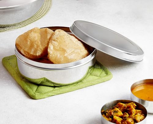 Image of BLeaf Stainless Steel- Single Container Lunch Box /Tiffin Box Without Clip-Food Grade 1 Tier (700ml)