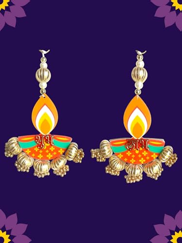 Image of Handcrafted Decorative Subh Labh for Ganpati Diwali Navratri and Pooja Setup Ethentic Hanging for Home Decor Festival Decoration for Home Entrance and Mandir Temple Decor (Subh Labh Diya)
