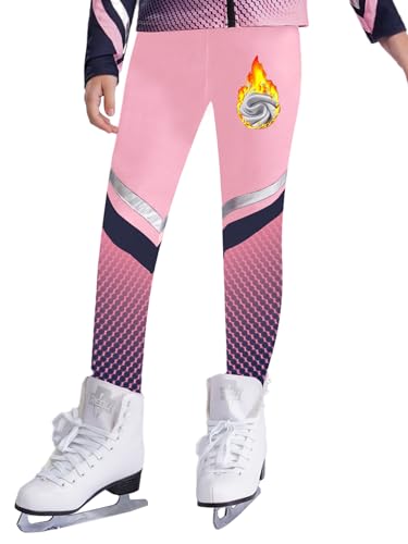 Kaerm Kids Girls Ice Skating Pants Gymnastics Athletic Leggings Gradient Dots Print Sport Tights for Competition
