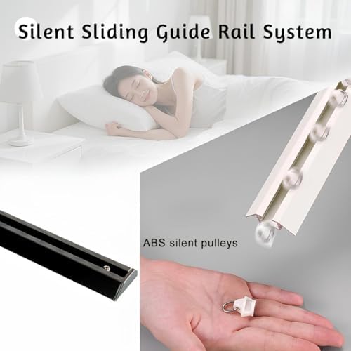 Heavy Duty Ceiling Rail Track for Curtains | Adjustable 60-600 CM Wall-Mounted Curtain Rods | Ideal for Office, Living Room, Bedroom (Black, 110cm/3.61ft)