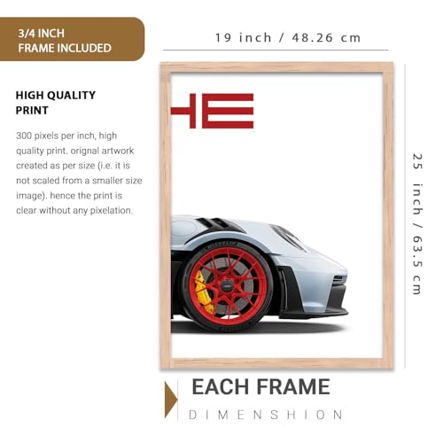 Image of HOTHOUSE Big Porsche Cars Framed Posters Gift Items for Boys Room Wall Decoration Bedroom Living Room Office Studio Decor | Car Poster Frame for Wall Decor Set Of 3 Size (19 X 25 inch)