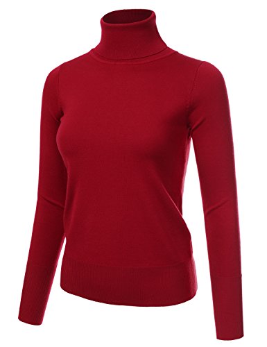Image of Stretch Soft Knit Sweater Turtle Neck Long Sleeve Casual Lightweight Pullover Sweater for Womens with Plus Size