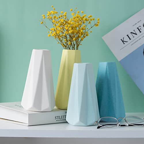 Modern Ceramic Vases for Décor White Small Vases for Fresh Flowers Boho Pampas Floor Rose Vase (6 in) (White) - Image 4