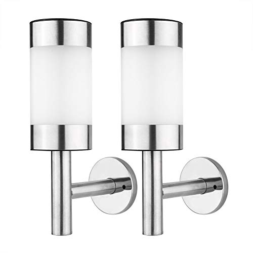 2Pcs Solar Powered Wall Lantern, Stainless Steel Led Solar Power Wall Mount Light For Outdoor Garden Fence Yard Sensor Lamp,Porch Wall Sconce #TOP23