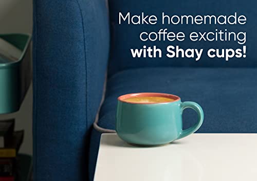 Image of Shay Ceramic Medium Cup Set of 2, Sea Green & Pink, 320ml (12 oz) for Coffee & Tea | Glossy Finish Premium Stoneware