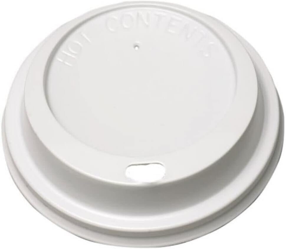We Can Source It Ltd - White 12/16oz / 90mm Plastic Sip-Through Lids For Paper Coffee Tea Cups, Disposable, Biodegradable Cups - 500 Lids — image 1