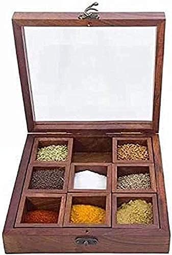 Unique Craft City Wooden Masala Box Spice Box with Spoon in Shesham Wood—Spice Box for Kitchen Indian Wood Container with Lid Decorative Masala Box (B0D56Q5DJV) Amazon Price History, Amazon Price Tracker