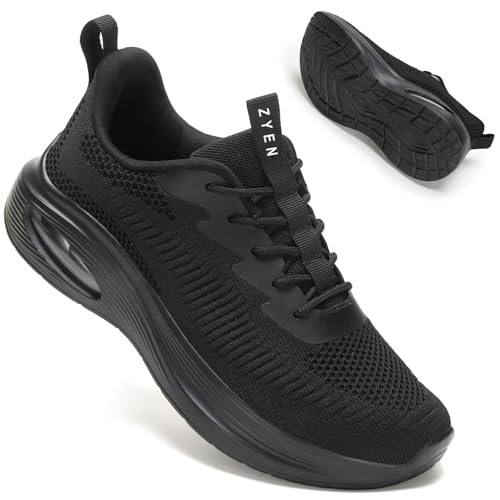ZYEN Damen breite füße Schuhe luftgepolsterte extra breite Schuhe atmungsaktive Sportschuhe leichte und Bequeme Damen-Laufschuhe Sneaker für das Training im Fitnessstudio 8832 All Black 40