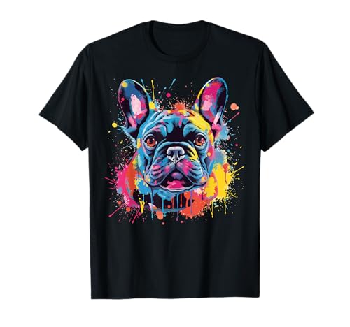 Colorato Bulldog francese Splash Art Maglietta