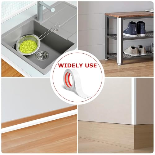 Image of inch1 Roll Flexible PVC Wall Molding Trim - Decorative & Protective Caulk Strip for Table Edges, Door Frames, Baseboards, and Corners (White.)