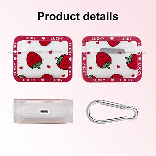 Mzelq Compatible With Airpods Pro Case Strawberry Cute Pattern, Soft Tpu Airpods Case For Girls Women + 1* Mental Ring, Protective Airpods Pro Case #TOP2