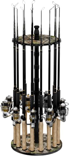 Image of Rush Creek Creations 16-Rod Round Fishing Rod Holder for Garage, 360 Access Holder for Fishing Rods, Reels, and Gear, Securely Holds 16 Rods, Camouflage (Pack of 6)