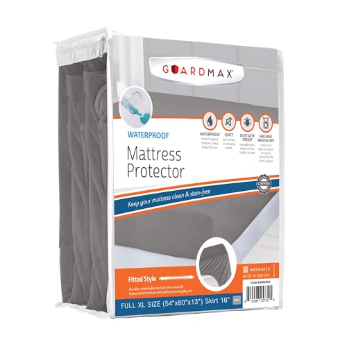Image of Guardmax Premium Waterproof Mattress Protector - Full XL Size Waterproof Fitted Sheet Protects Against Liquid Spills, Stains, Dirt, and Dust Mites - Soft, Hypoallergenic, and Noiseless Bed Sheet