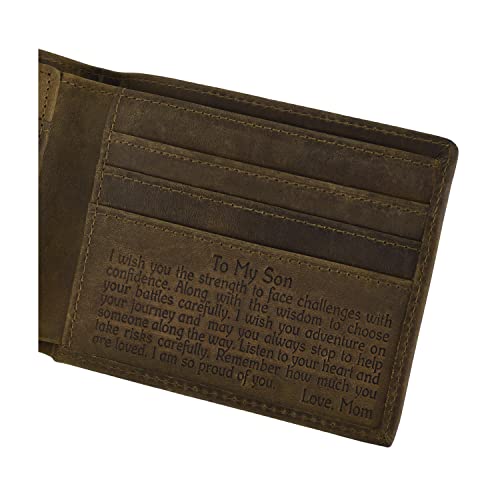 BOBO BIRD Wallet for Son, Personalized Bifold Wallet for Son Gift, Genuine Leather RFID Blocking Mens Wallet Christmas Gift for Men (To Son)