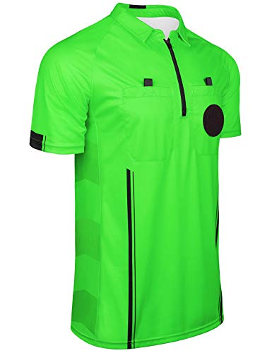 Fitst4 Pro Soccer Referee Jersey Short Sleeve Ref Shirts Green Medium #TOP2
