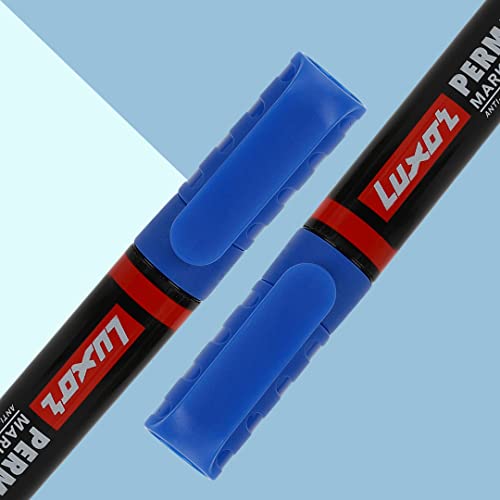 Image of Luxor Refillable Permanent Marker in Brilliant Blue, Pack of 10, Ideal for Clear and Eco-Friendly Marking