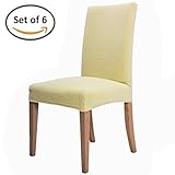Scorpiuse Jacquard Stretch Dining Chair Covers Spandex Dining Room Chairs Slipcover Protector (Beige, Set of 6)