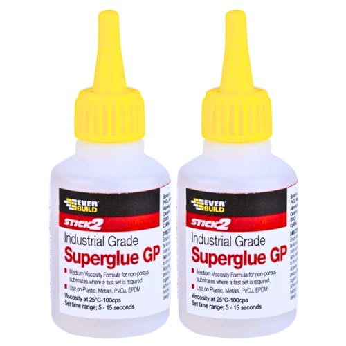 2x INDUSTRIAL SUPERGLUE GP - 50g Medium Viscosity, CYN20 with Small Precision Tip