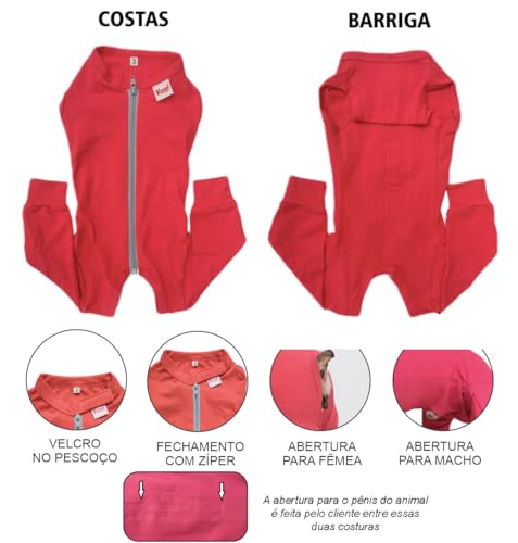 Roupa Protetora Pós Cirúrgica Pet Para Cachorro Membros Posteriores Pernas Traseira (Vermelho, 9)