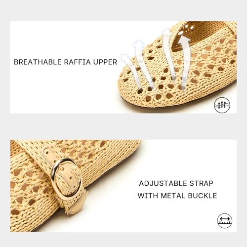 Woven Ballet Flats Women Mesh Raffia Flats Round Toe Mary Janes Comfortable Ballerina Flat Shoes2