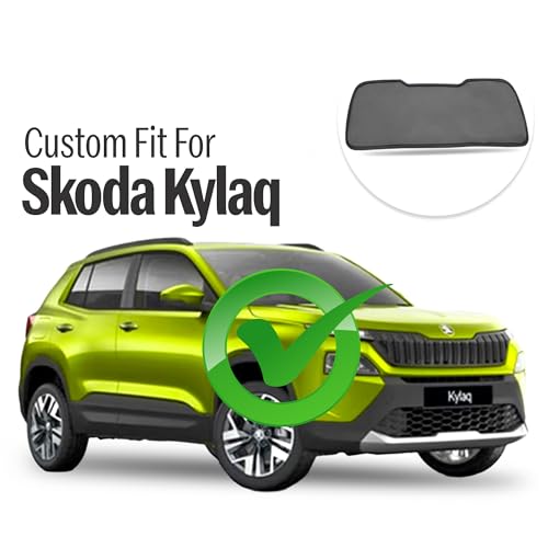 Image of Autofact Dicky Curtain for Skoda Kylaq | Custom Fit Rear Windshield Sunshade | Foldable Mesh | Privacy & Cooling Car Accessory | Car Rear Sun Shade UV Block Easy Install Durable Black Mesh