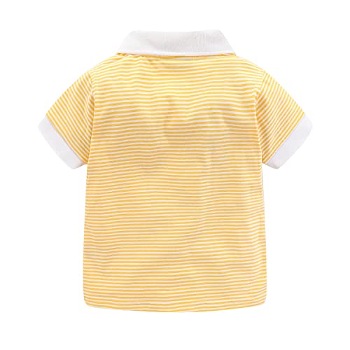 Littlespring Polo Shirts For Boys Girls Summer Short Sleeve Striped T-Shirts Black Size 6 #TOP1