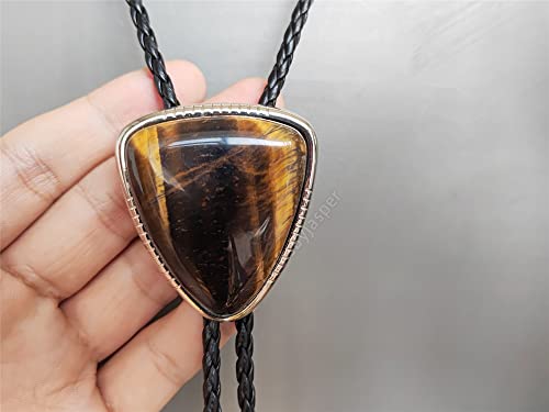Image of Turquoise Agate Granite BOLO Tie for Men Women Leather Wedding Necklace Western Cowboy Necktie