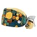 Colorful Geometric 2 Pcs Unisex Working Cap with Button Sweatband Adjustable Tie Back Bouffant Hats