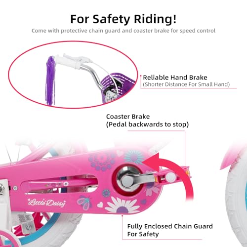 Image of JOYSTAR Little Daisy Kids Bike for Girls Boys Ages 2-7 Years, 12 14 16 Inch Girls Bikes with Doll Bike Seat & Streamers, Boys Bike with Flag & Number Plate, Multiple Colors